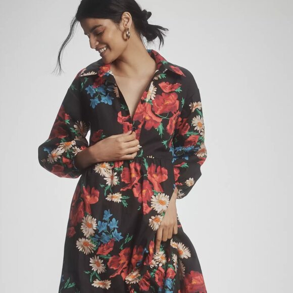 NWT Anthropologie's The Bettina Tiered Shirt Dress by Maeve Petite Small - Picture 3 of 7